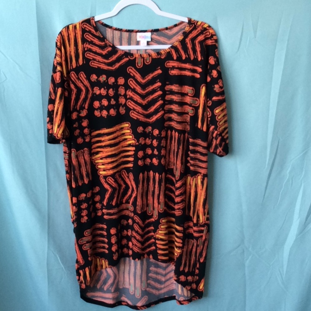 Orange & Black High Low Tunic Top, Size S